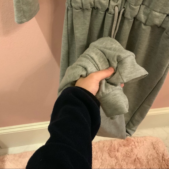 NWOT Fashion Nova Grey Sweats Jumpsuit w/ Slits - Picture 7 of 8